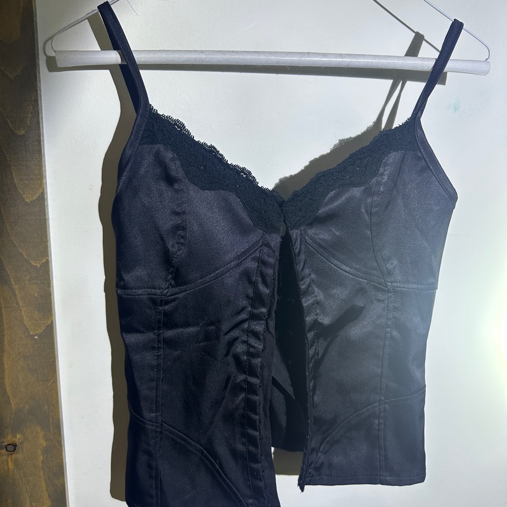 Le Chateau Black Lace-Trim Bodysuit